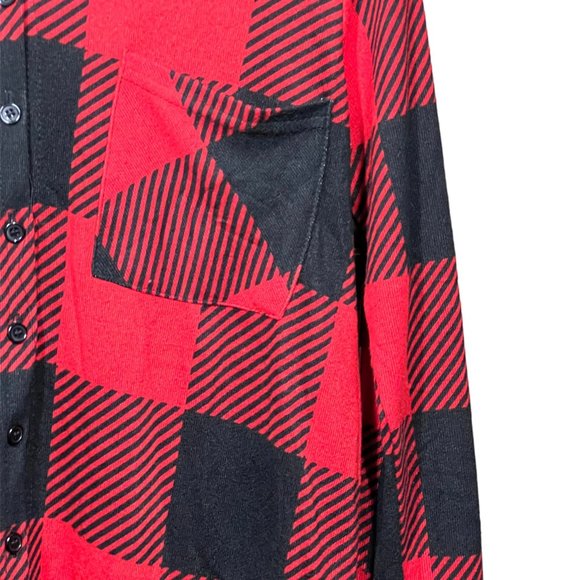 Maternity Love Womens Red Black Plaid Long Sleeve Soft Button-Up Shirt Size M - Picture 7 of 13